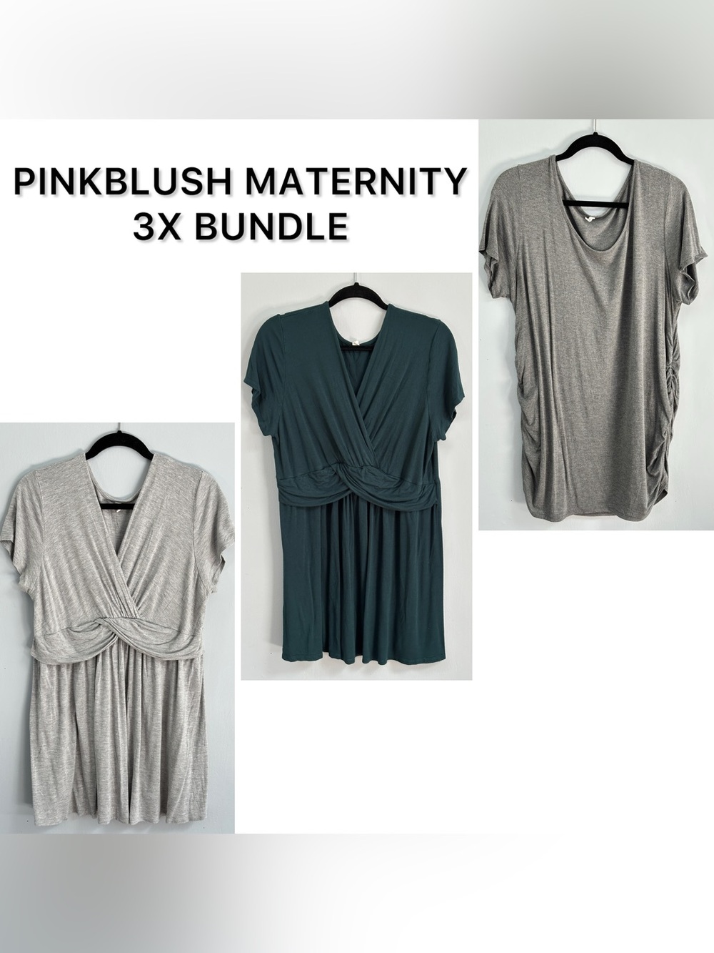 PinkBlush Maternity 3X Tops Bundle 3 Piece Nursing Friendly Plus-Size